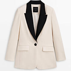 Блейзер Massimo Dutti Contrast Tuxedo Suit– Studio, кремовый