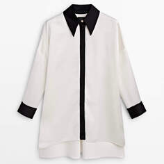 Рубашка Massimo Dutti Contrast Satin, кремовый