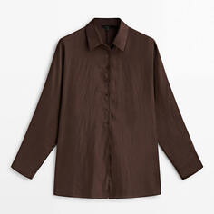 Рубашка Massimo Dutti 100% Habotai Silk, темно-коричневый