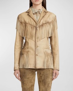 Кожаная куртка Bryleigh с бахромой в стиле вестерн Ralph Lauren Collection