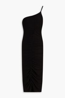 Платье миди из джерси в рубчик на одно плечо ENZA COSTA, черный