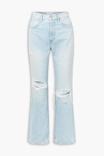 Укороченные джинсы прямого кроя с высокой посадкой и потертостями London SLVRLAKE, синий