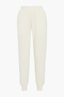 Спортивные брюки из французской хлопковой махры с трикотажными вставками в рубчик HELMUT LANG, слоновая кость
