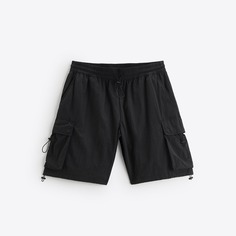 Шорты ZARA Technical Cargo Bermuda, черный