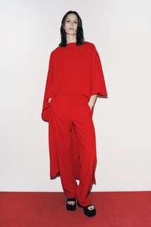 Блузка с асимметричным кейпом Zara, ярко-красный