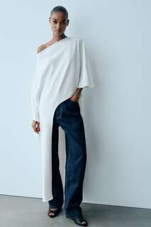 Блузка с асимметричным кейпом Zara, экрю