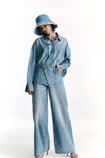 Кепка из джинсовой ткани с рейсом Zara, синий