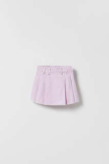 Короткая юбка из денима Zara, лиловый
