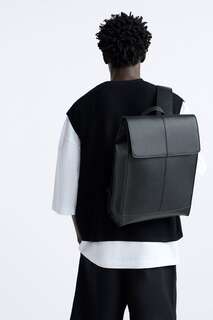 Рюкзак с откладывающимся клапаном Zara, черный