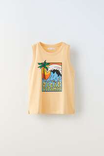 Рубашка ocean vitamin без рукавов Zara, светло-оранжевый