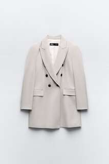 Облегчающий длинный пиджак Zara, серый/бежевый