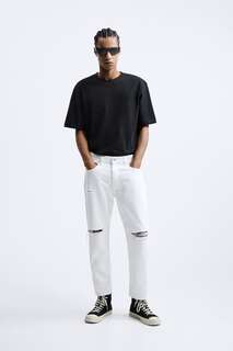 Узкие укороченные джинсы Zara, белый