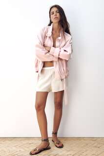 Гибкая куртка-пилот с карманом Zara, бледно-розовый