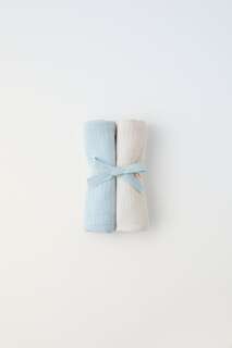 Набор из двух текстурированных марлевых салфеток Zara, голубой