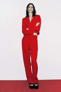 Короткий пиджак без воротника Zara, ярко-красный