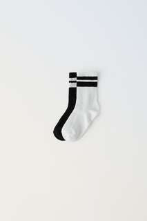 Набор из двух полосатых носков Zara, черный