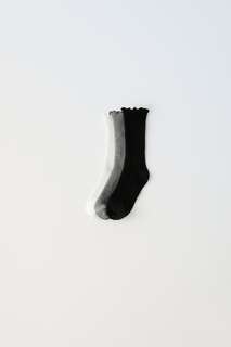 Набор из трех носков с оборками Zara, серый
