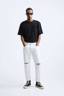 Укороченные узкие джинсы Zara, белый