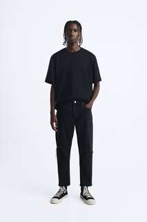 Укороченные узкие джинсы Zara, черный