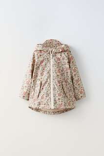Куртка-дождевик из цветочной резины Zara, розовый
