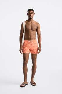 Плавательные шорты с цветочным цветком Zara, оранжевый