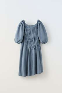 Платье со швами и эластичными деталями Zara, синий/серый