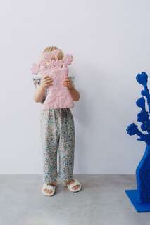 Джемпер с волонами с цветочным цветком Zara, синий/серый