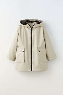 Утепленная куртка-дождевик с резиновой поверхностью Zara, лед