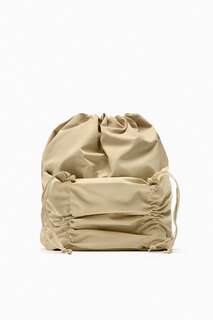 Рюкзак из тканя со сборками Zara, бежевый
