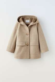 Пальто felt texture длиной 3/4 с ламанами Zara, светло-бежевый