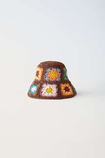 Соломная шляпа с цветками Zara, браун