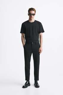 Комфортные текстурные брюки Zara, черный