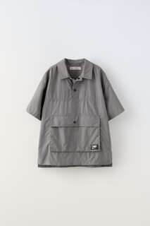 Рубашка из нейлона с карманом Zara, серый