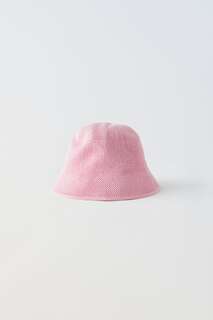 Вязаная шапка-ведро Zara, розовый