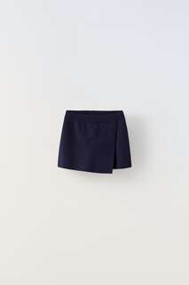 Вязаная короткая юбка Zara, темно-синий
