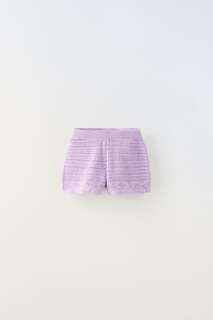 Трикотажные шорты-бермуды Zara, лиловый