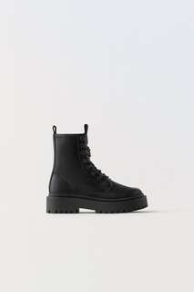Ботинки на шнуровке Zara, черный