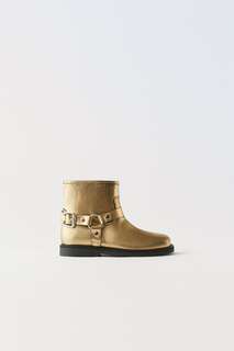 Кожаные ботинки Zara, золото
