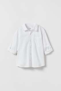 Рубашка из льна Zara, белый