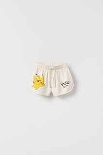 Pikachu pokémon шорты nintendo Zara, экрю