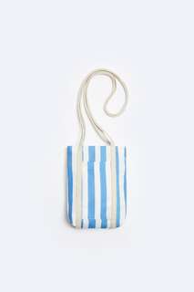 Маленькая сумка из канваса в полоску Zara, синий