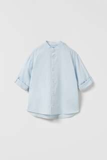 Рубашка из льна Zara, небесно-голубой