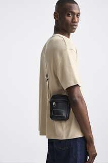 Маленькая сумка на плече с декоративной вышивкой Zara, черный