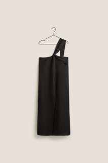 Льняное платье с узлом Zara, черный