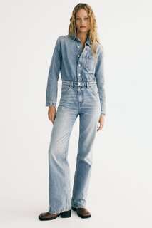 Длинная джинсовая куртка, trf Zara, синий