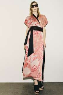 Кимоно с длинным принтом Zara, розовый