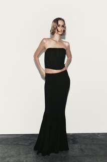 Длинная двухслойная юбка Zara, черный