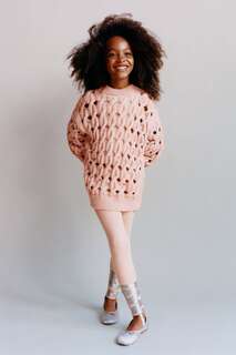 Длинный трикотажный свитер Zara, бледно-розовый