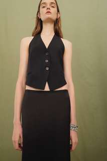 Длинная атласная юбка - ограниченная серия Zara, черный