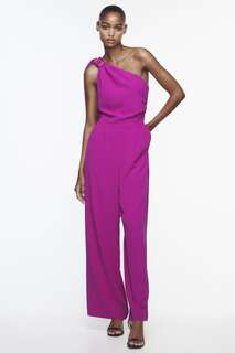 Длинный асимметричный комбинезон Zara, пурпурный